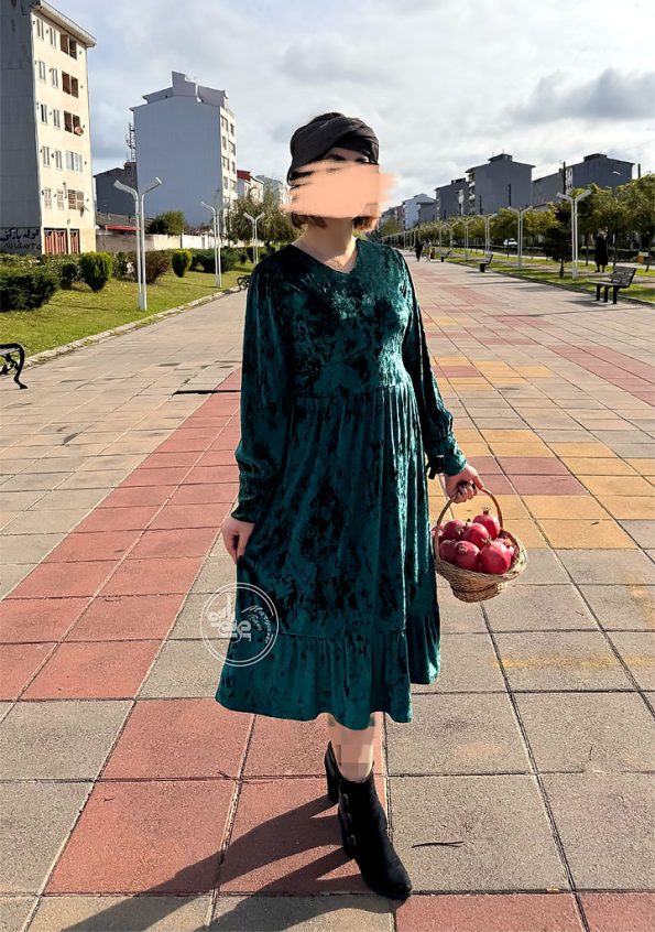 پیراهن-مخمل-رکسانا-چهار-سبز