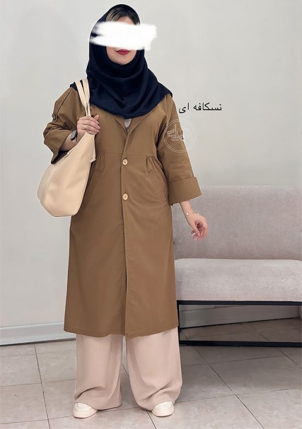 مانتو-لینن-بلند-نسکافه-ای