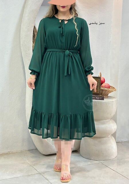 پیراهن-حریر-هیلدا-سبز-یشمی