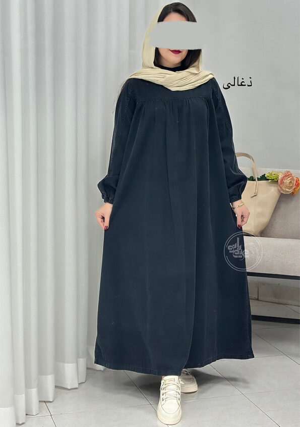 پیراهن-مانتویی-جین-چهار-ذغالی