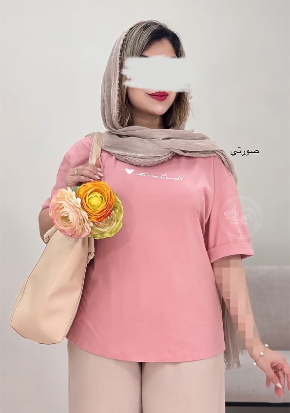تیشرت-کراپ-میکی-صورتی
