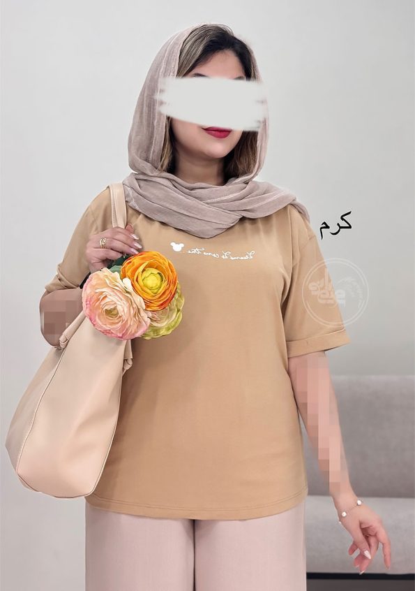 تیشرت-کراپ-میکی-کرم