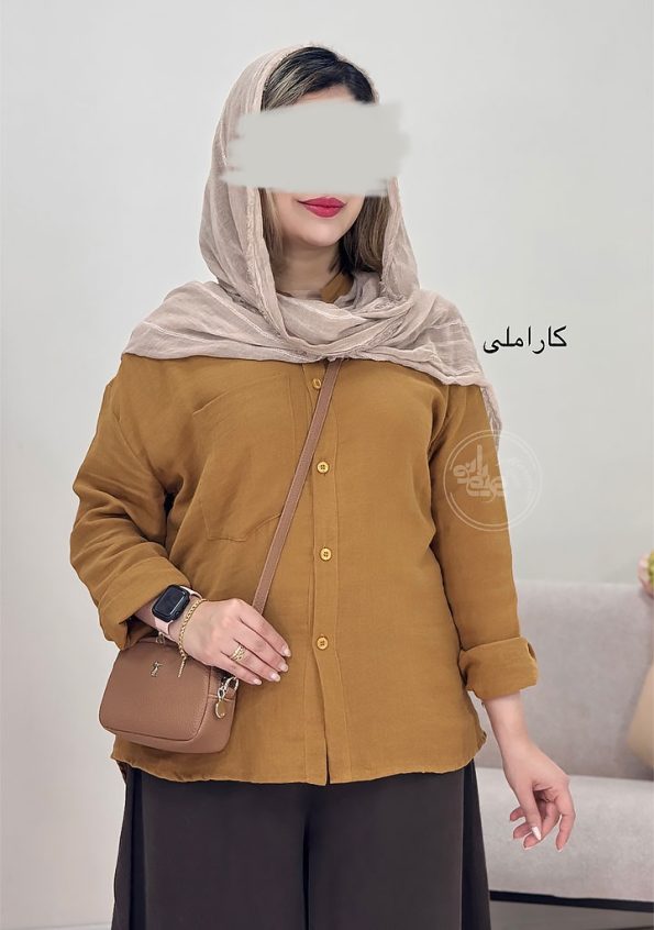 شومیز-لینن-ساغر-کاراملی