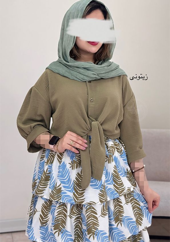 شومیز-گره-ای-زیتونی