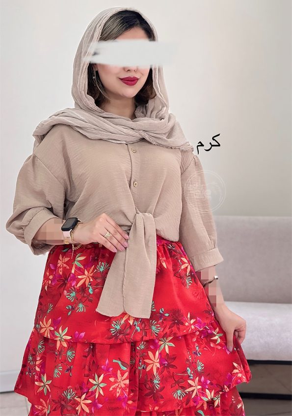 شومیز-گره-ای-کرم