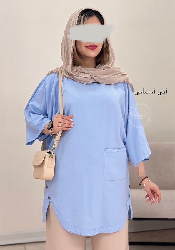 مانتو-لینن-سارا-آبی-آسمانی