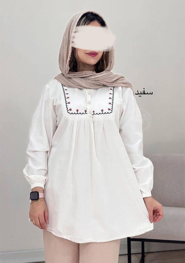 مانتو-گلدوزی-ماهلین-سفید