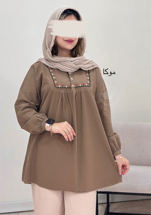 مانتو-گلدوزی-ماهلین-موکا