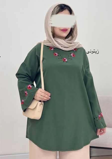 مانتو-گلدوزی-گیسو-زیتونی