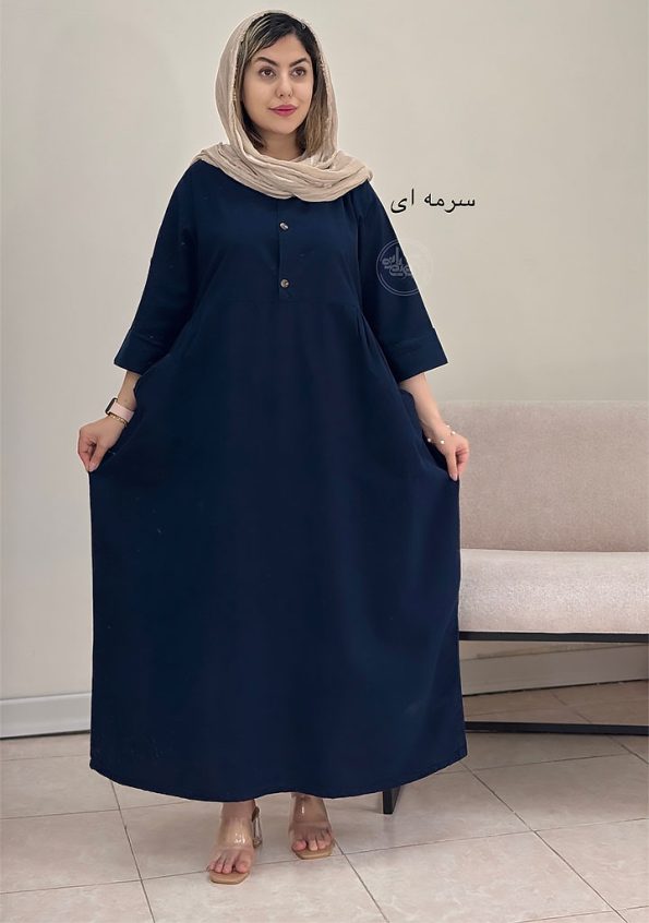 پیراهن-مانتویی-یاسمن-سرمه-ای