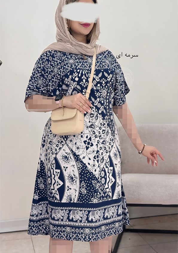 پیراهن-نخی-لنا-سرمه-ای-1