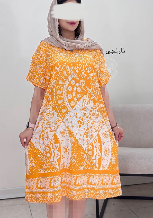 پیراهن-نخی-لنا-نارنجی-1