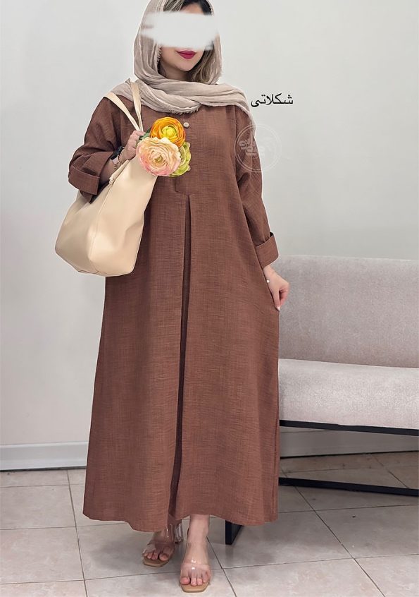 پیراهن-کفتان-مینو-شکلاتی