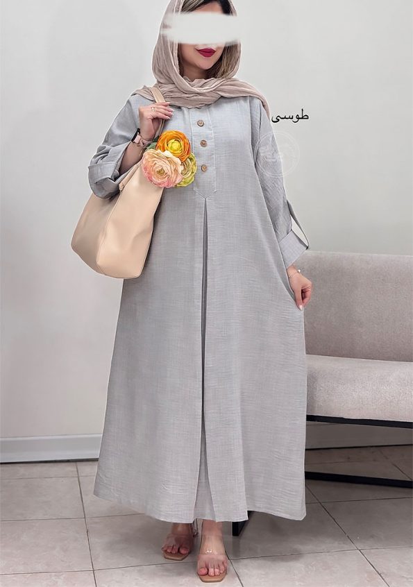 پیراهن-کفتان-مینو-طوسی