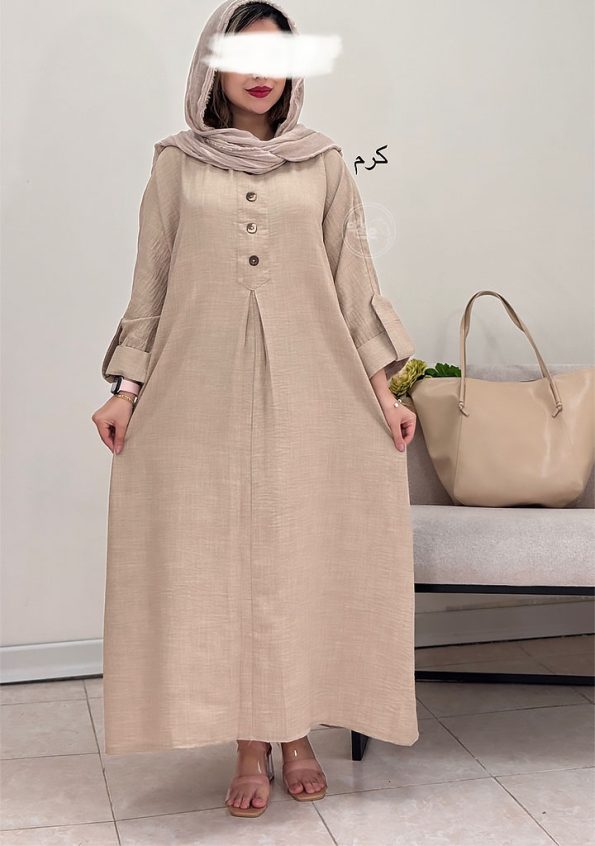 پیراهن-کفتان-مینو-کرم