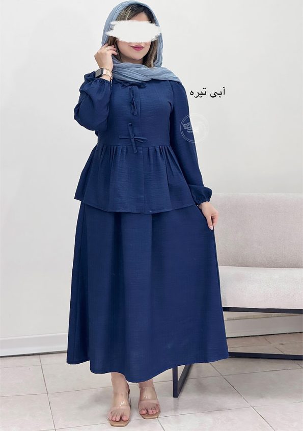 ست-شومیز-و-دامن-دیبا-آبی-تیره