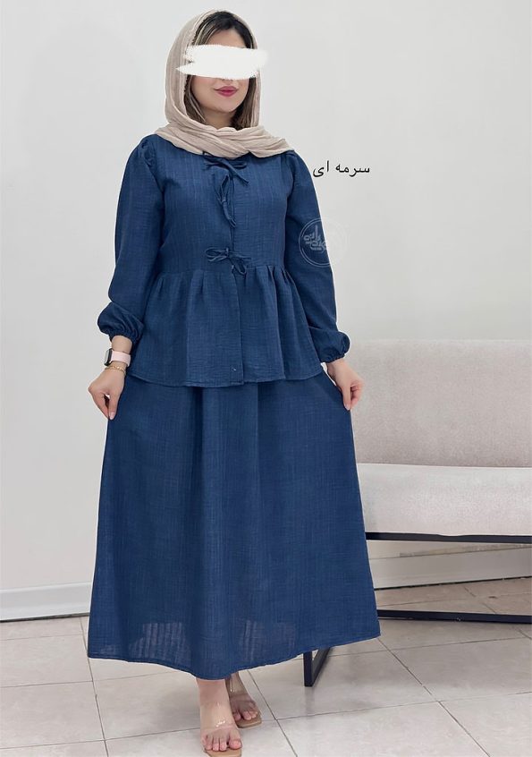 ست-شومیز-و-دامن-دیبا-سرمه-ای