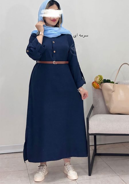 پیراهن-کفتان-دینا-سرمه-ای