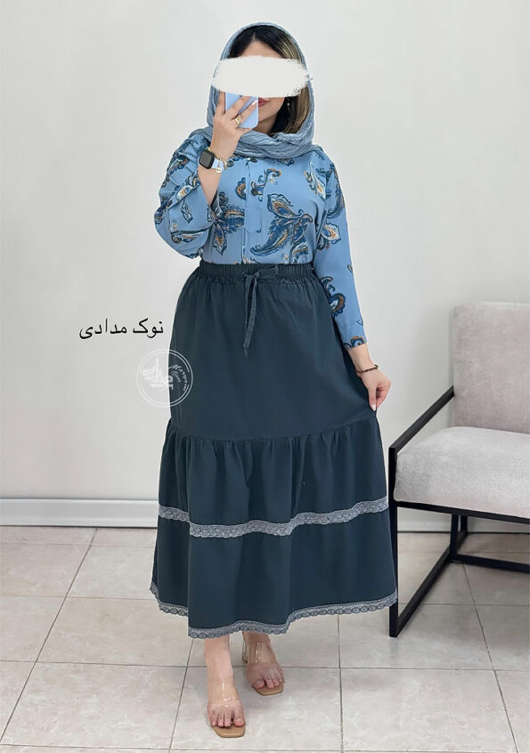 دامن-لینن-لوسیا-نوک-مدادی
