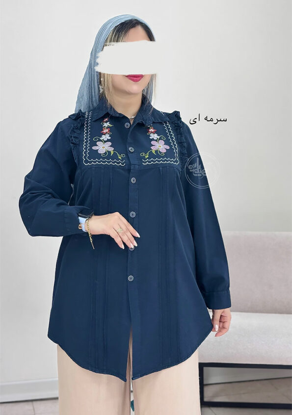 مانتو-گلدوزی-ندا-سرمه-ای