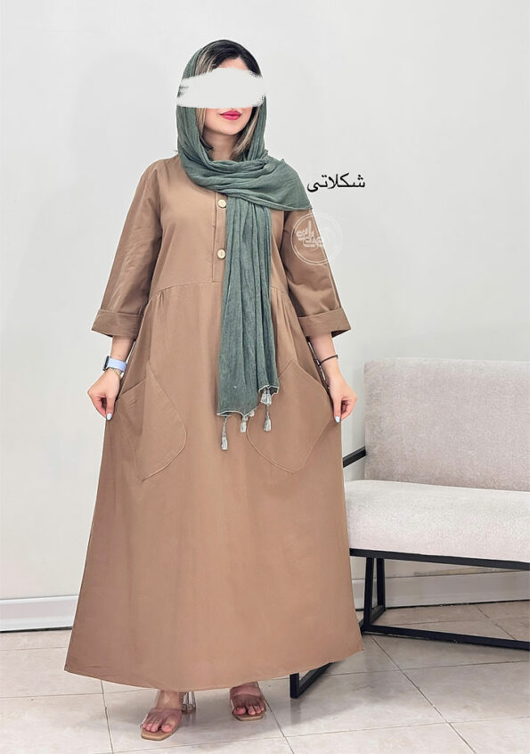 پیراهن-مانتویی-حنا-شکلاتی
