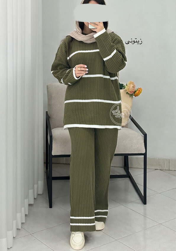 ست-بافت-و-شلوار-زیتونی
