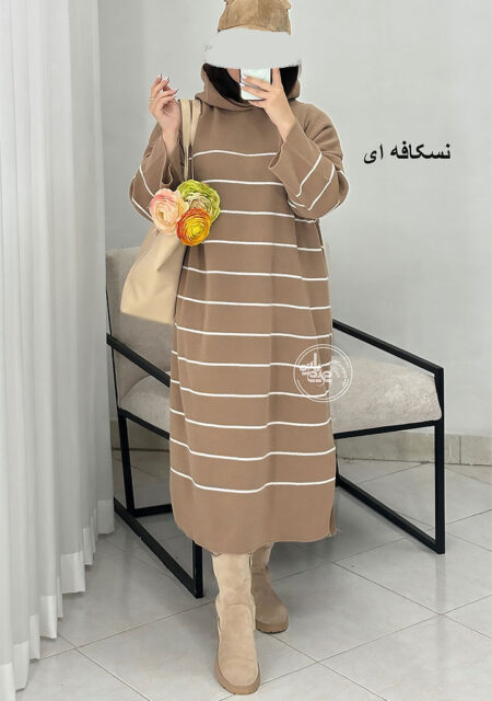 کفتان-بافت-کلاه-دار-نسکافه-ای