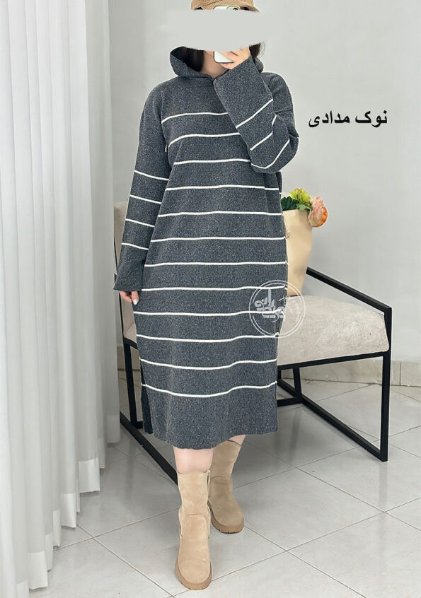 کفتان-بافت-کلاه-دار-نوک-مدادی