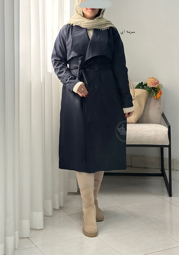 بارونی-بلند-کامیلا-سرمه-ای