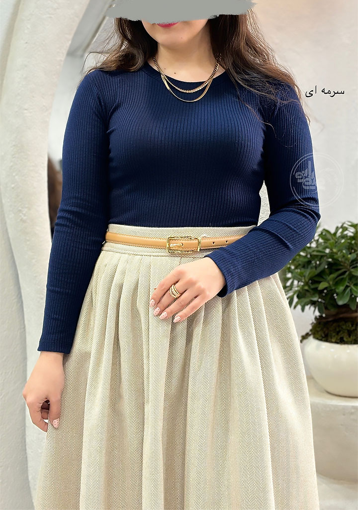 بلوز-یقه-گرد-کرکره-ای-سرمه-ای بلوز-یقه-گرد-کرکره-ای-سرمه-ای