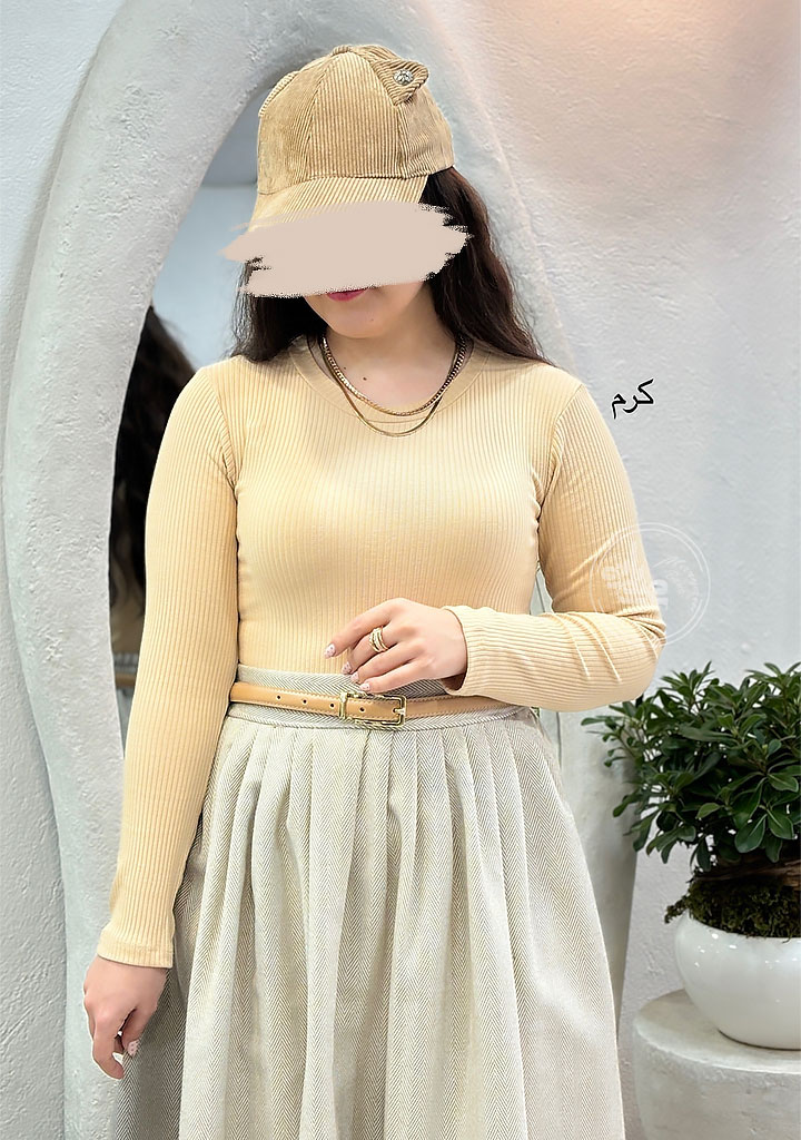 بلوز-یقه-گرد-کرکره-ای--کرم بلوز-یقه-گرد-کرکره-ای--کرم