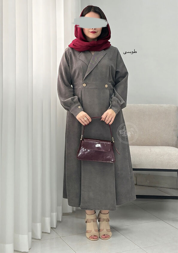 مانتو-بلند-مارتا-شش-طوسی