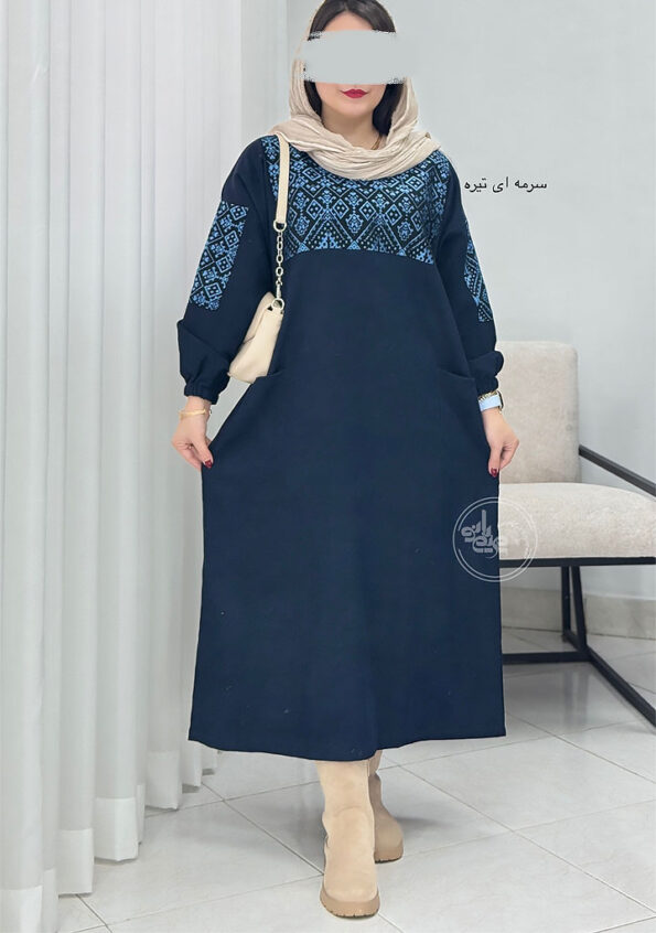 پیراهن-مانتویی-سیتا-سه-سرمه-ای-تیره