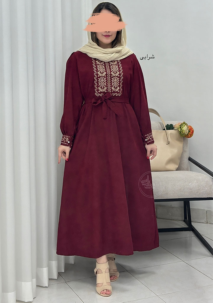 پیراهن-مانتویی-آذر-شرابی پیراهن-مانتویی-آذر-شرابی