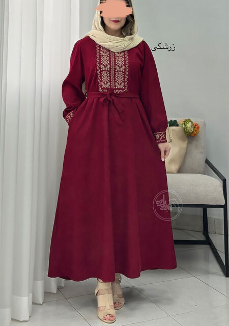 پیراهن-مانتویی-سنتی-زرشکی