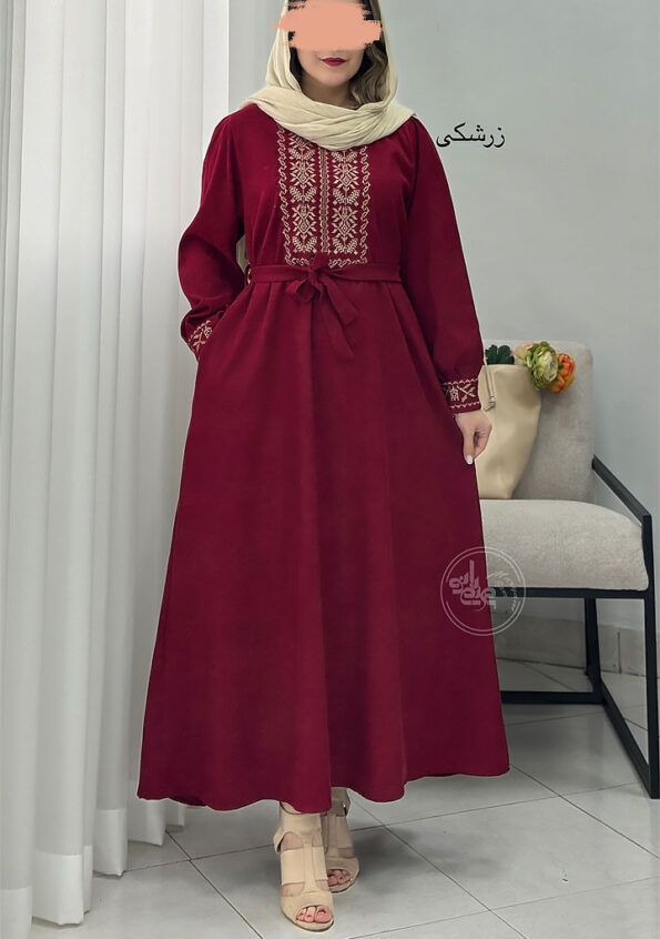 پیراهن-مانتویی-سنتی-زرشکی