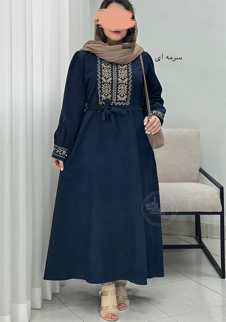 پیراهن-مانتویی-سنتی-سرمه-ای پیراهن-مانتویی-سنتی-سرمه-ای