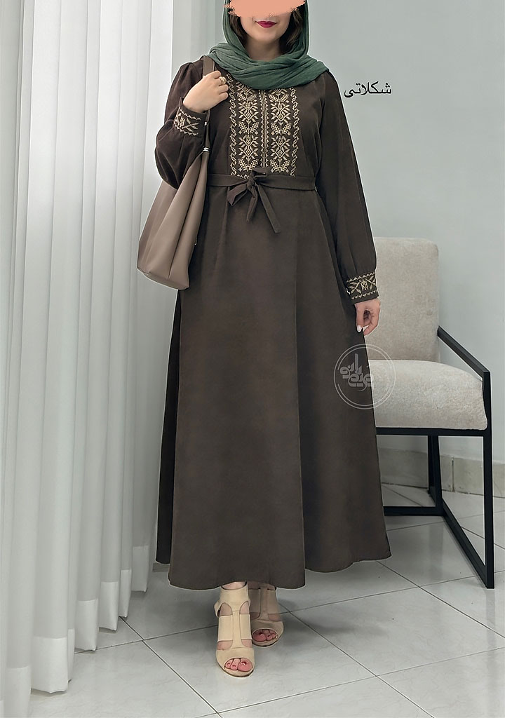 پیراهن-مانتویی-سنتی-شکلاتی