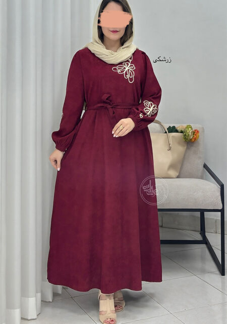 پیراهن-مانتویی-پروانه-زرشکی