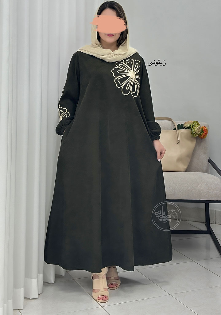 پیراهن-مانتویی-گیسو-زیتونی پیراهن-مانتویی-گیسو-زیتونی