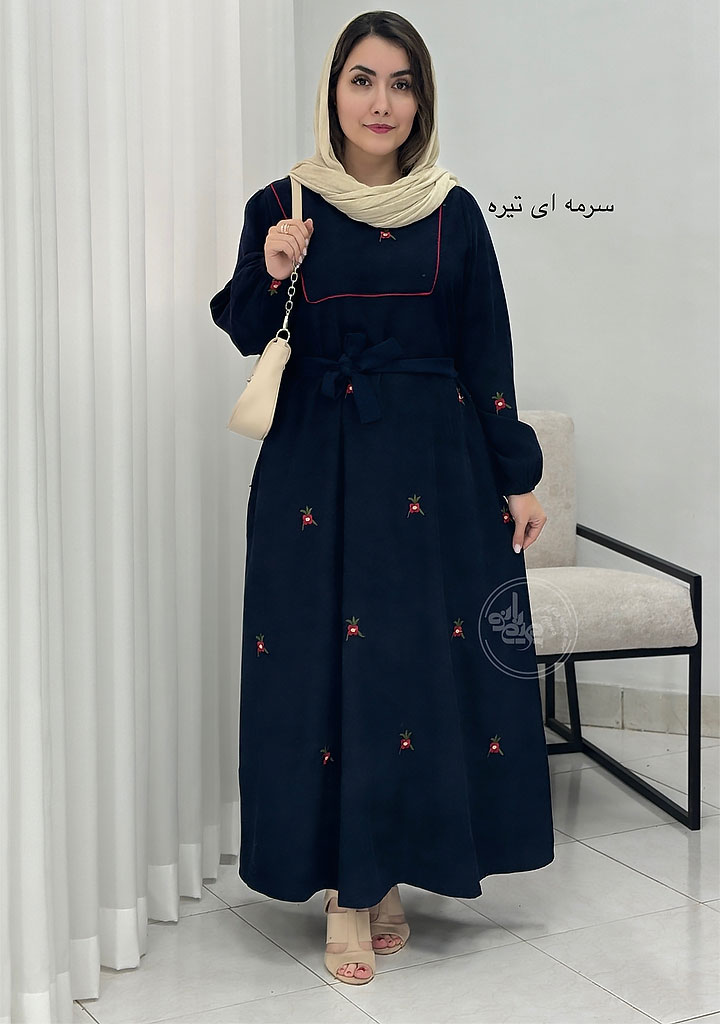 پیراهن-گلدوزی-یسنا-سرمه-ای-تیره پیراهن-گلدوزی-یسنا-سرمه-ای-تیره