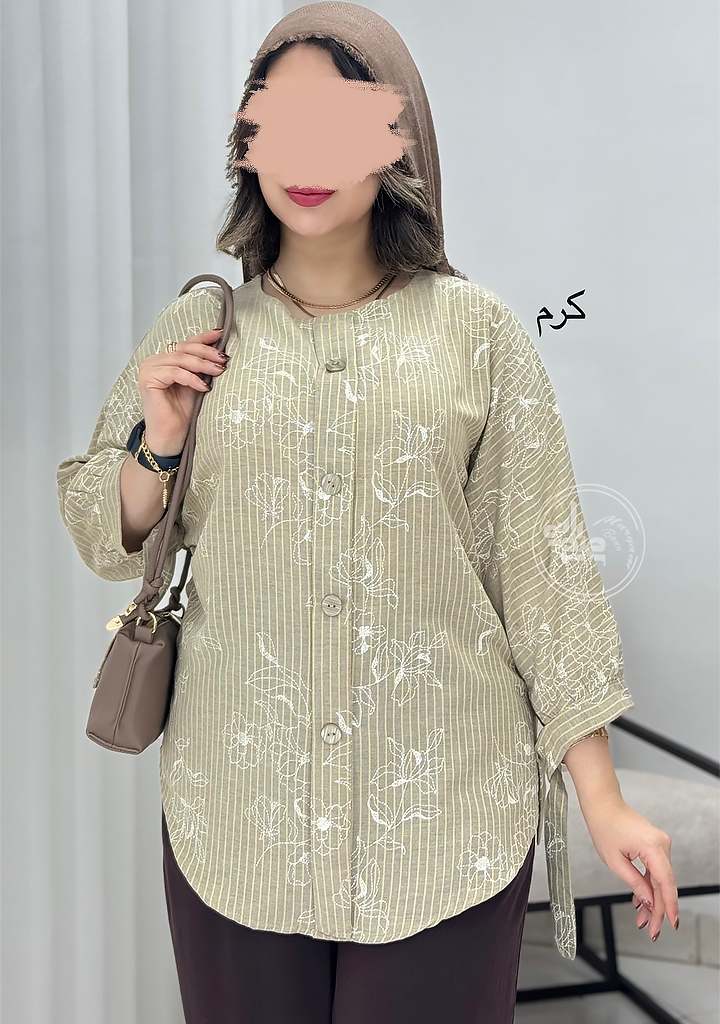 تونیک-مانتویی-تابان-کرم تونیک-مانتویی-تابان-کرم