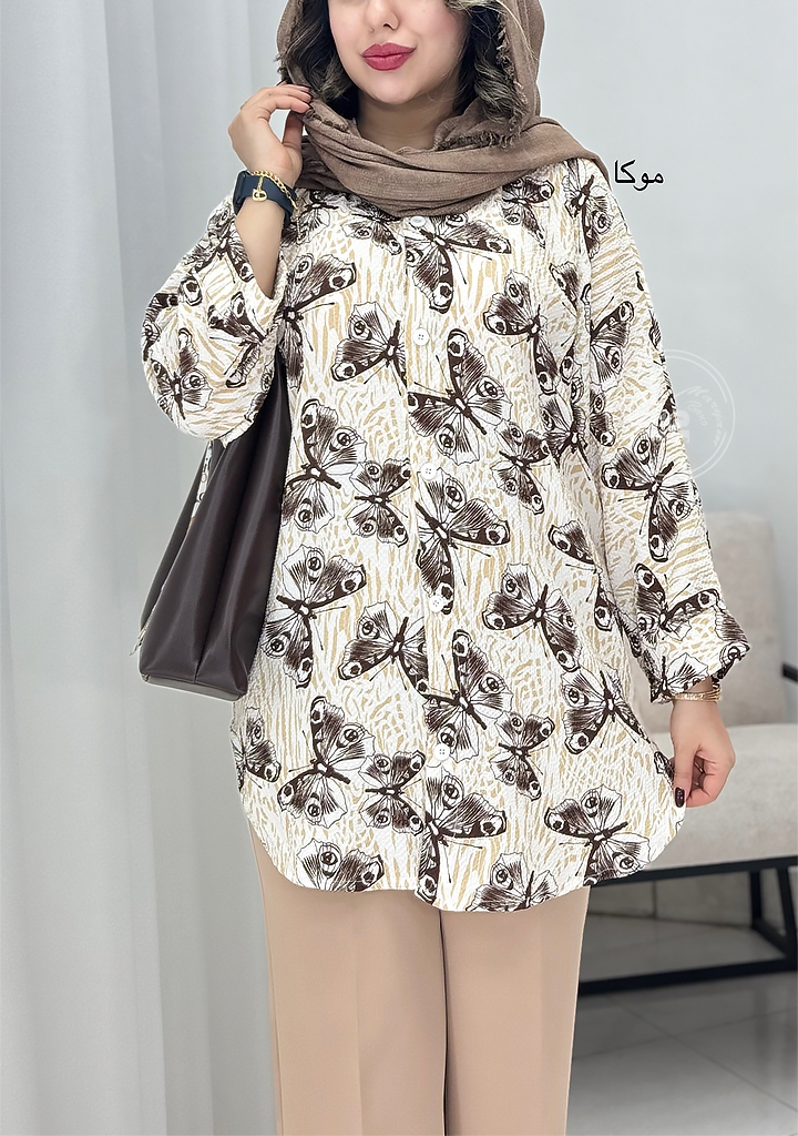 تونیک-مانتویی-پروانه-موکا تونیک-مانتویی-پروانه-موکا