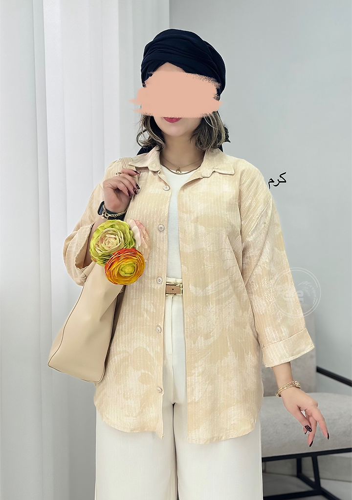 شومیز-مانتویی-ماندانا-کرم شومیز-مانتویی-ماندانا-کرم