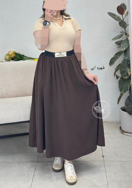 دامن-سیلک-لیونا-قهوه-ای