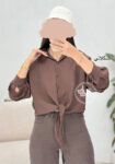 شومیز-گره-ای-شیدا-شکلاتی