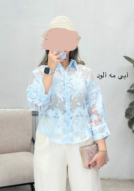 شومیز-شیشه-ای-گلدار-آبی-مه-آلود