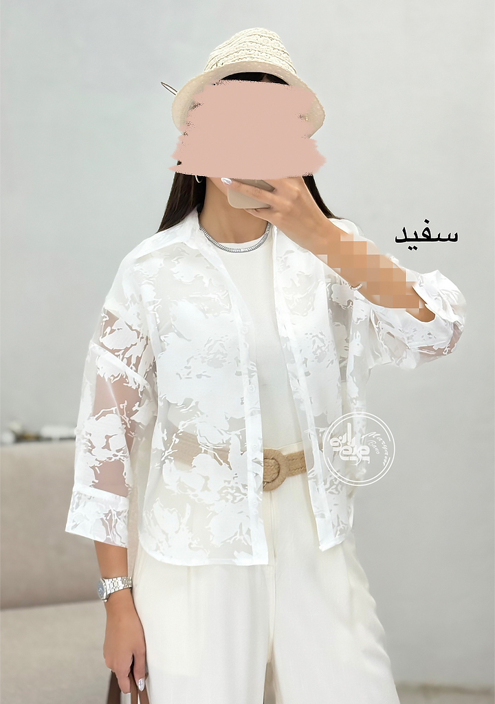 شومیز-شیشه-ای-گلدار-سفید شومیز-شیشه-ای-گلدار-سفید