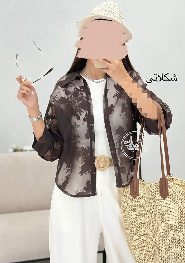 شومیز-شیشه-ای-گلدار-شکلاتی شومیز-شیشه-ای-گلدار-شکلاتی