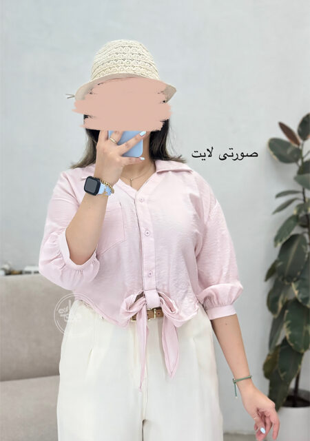 شومیز-گره-ای-افرا-صورتی-لایت